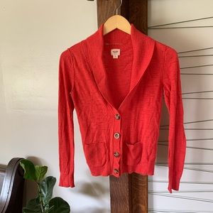 Mossimo V Neck Button Up Cardigan - Orangey Red - Small- 100% Cotton